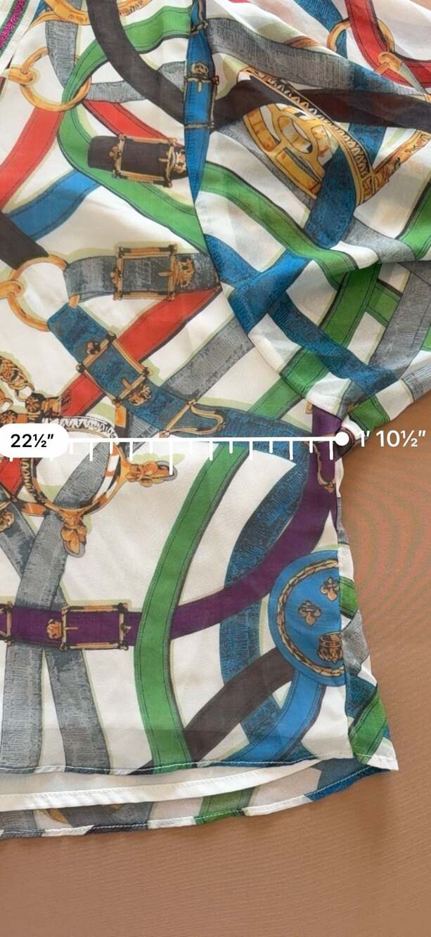 Alberto Makali Women's Multicolor Equestrian Belt and Chain Print V-Neck Long Sl - Picture 10 of 13
